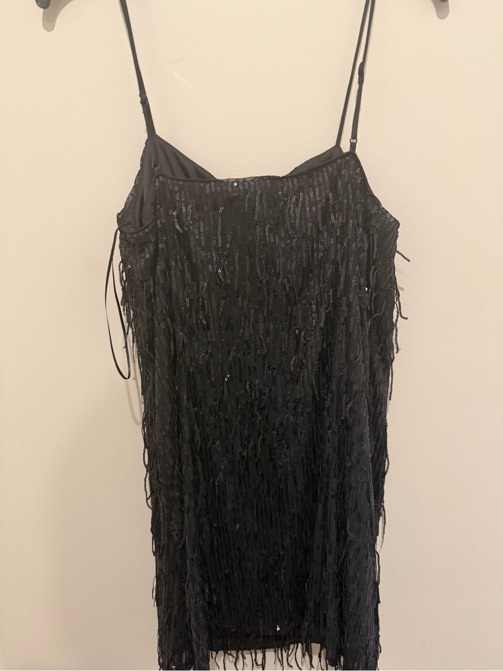 A New Day NWT Black Sequin Fringe Mini Dress Size M - Picture 4 of 6